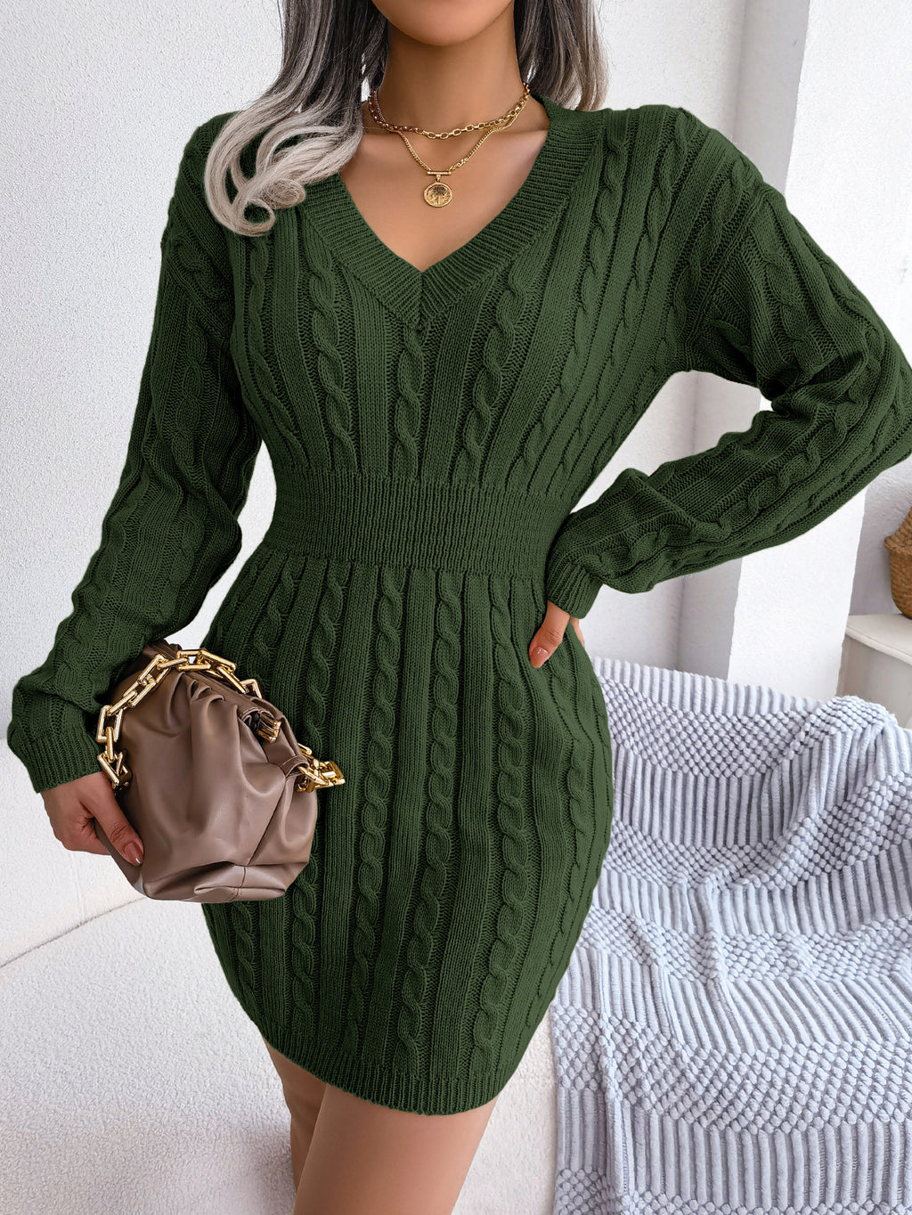 Waist Twist Hip Dress Sweater Skirt