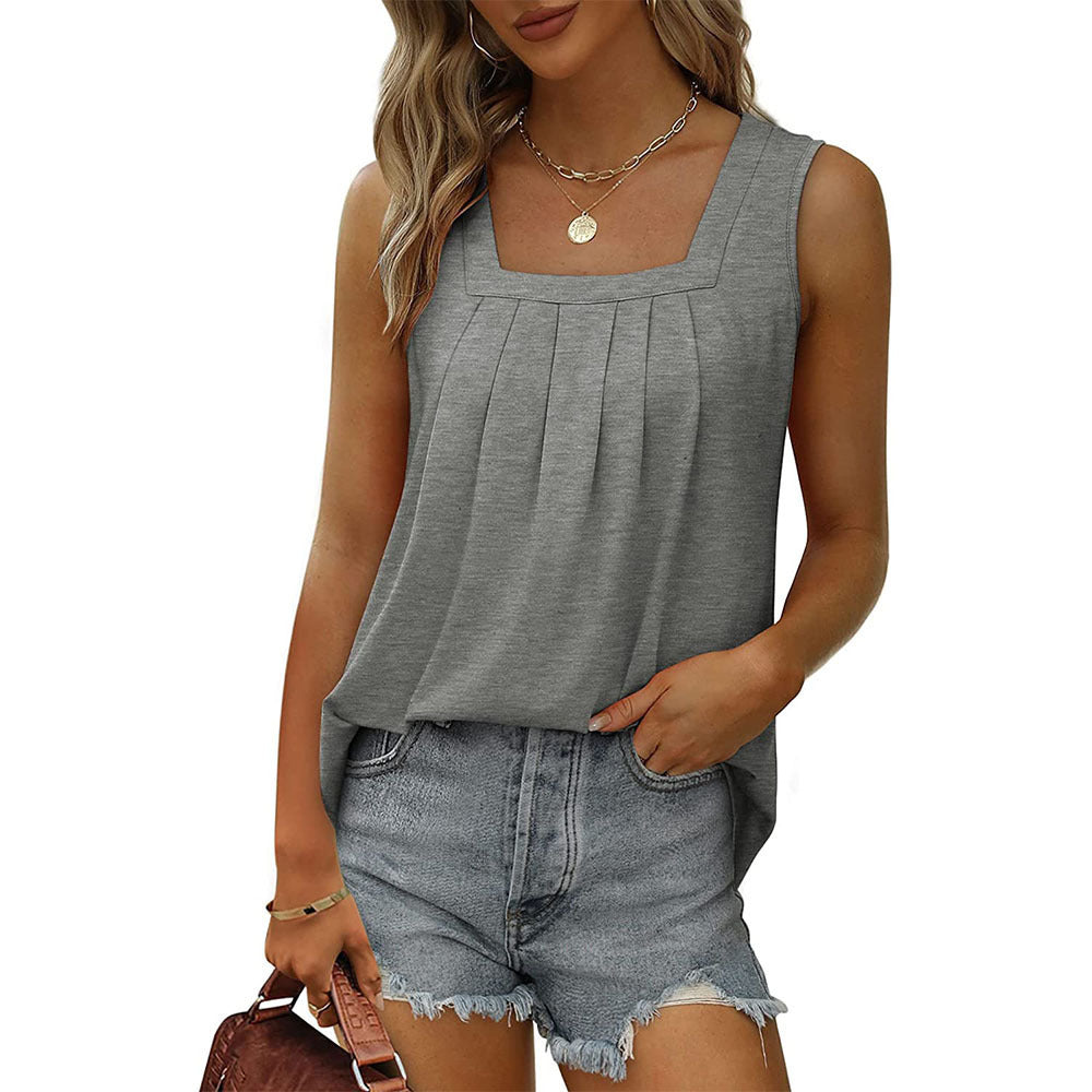 Popular Sleeveless Square Collar Vest T-Shirt