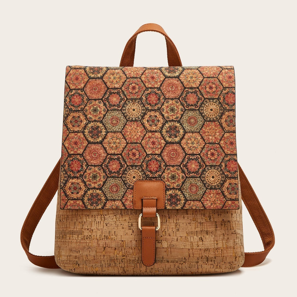 Retro Printed Bark Cork Flip-Top bag
