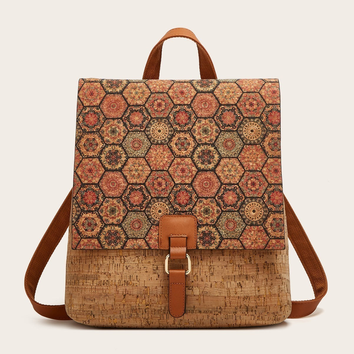 Retro Printed Bark Cork Flip-Top bag