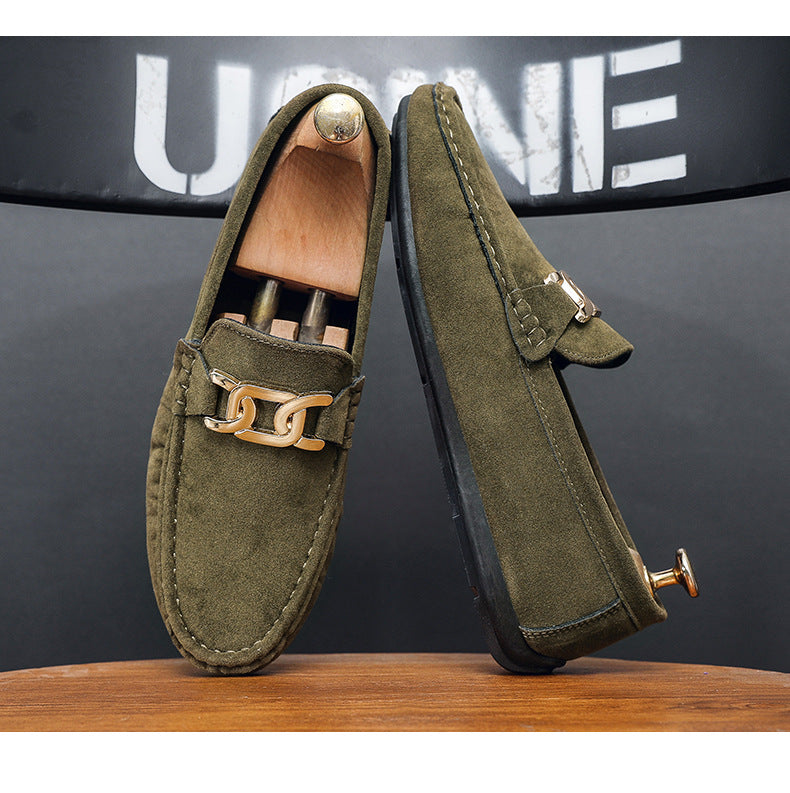 Frosted Suede Lazy One-Leg Small Leather Shoes