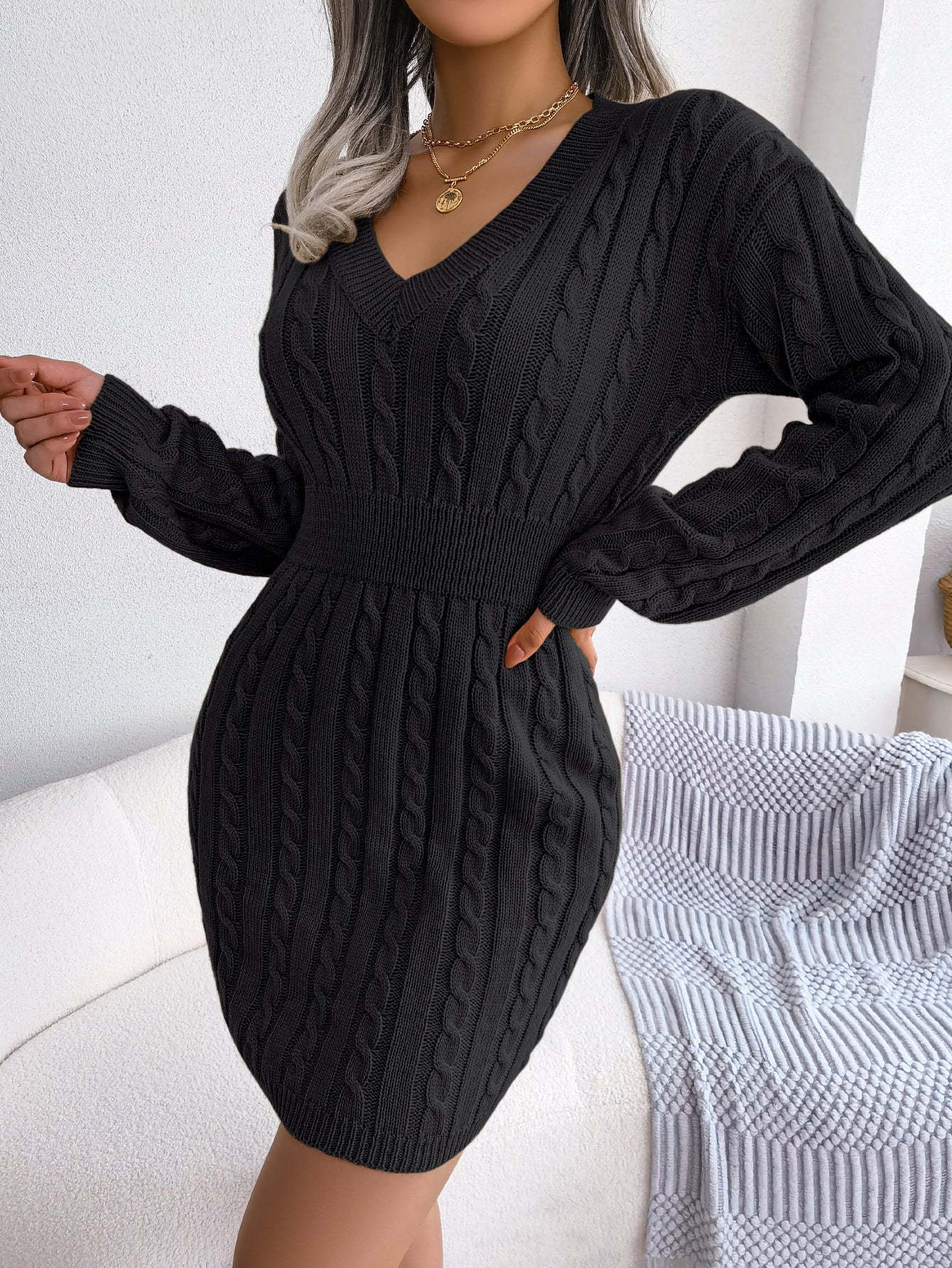 Waist Twist Hip Dress Sweater Skirt