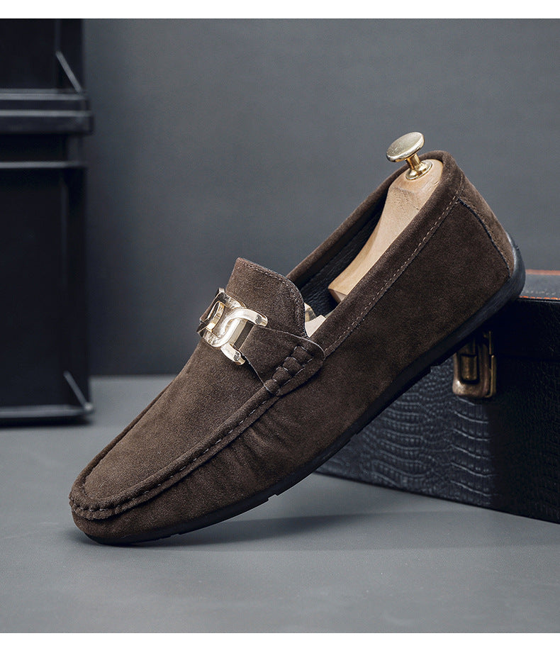Frosted Suede Lazy One-Leg Small Leather Shoes