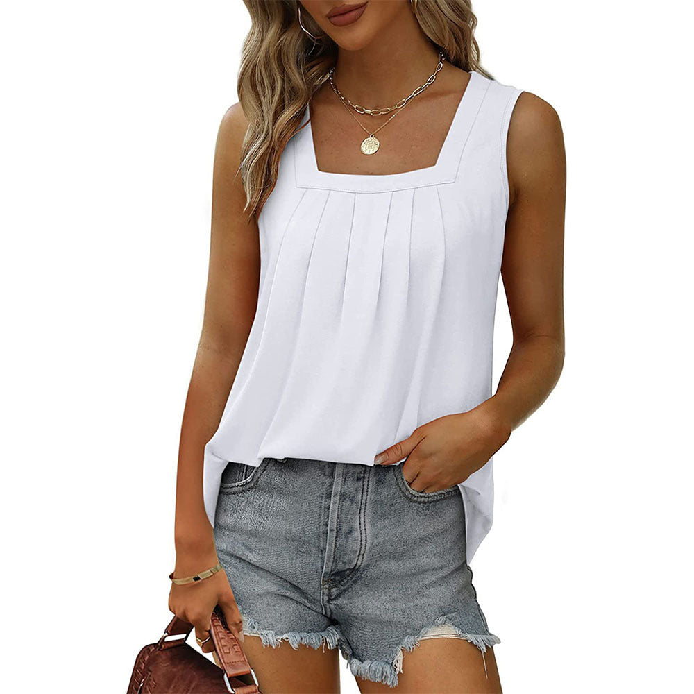 Popular Sleeveless Square Collar Vest T-Shirt