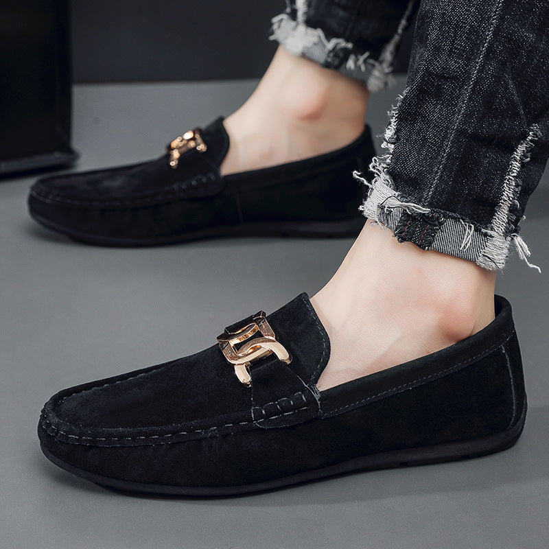 Frosted Suede Lazy One-Leg Small Leather Shoes