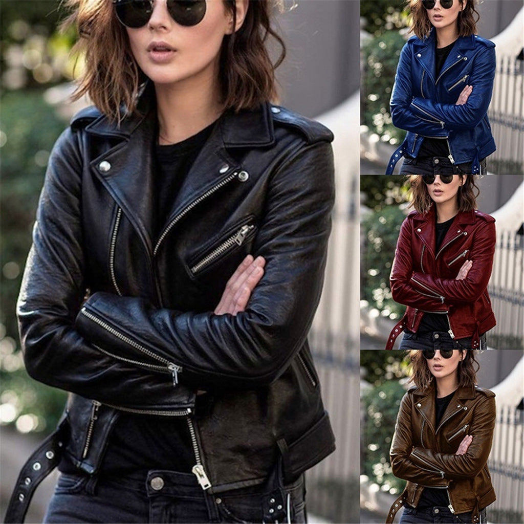 Leather Motorcycle Jacket Slim Fit