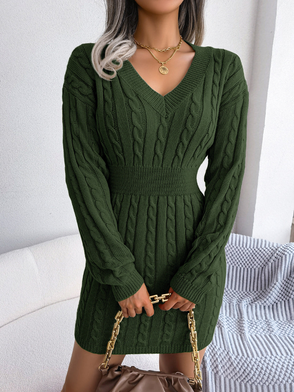 Waist Twist Hip Dress Sweater Skirt