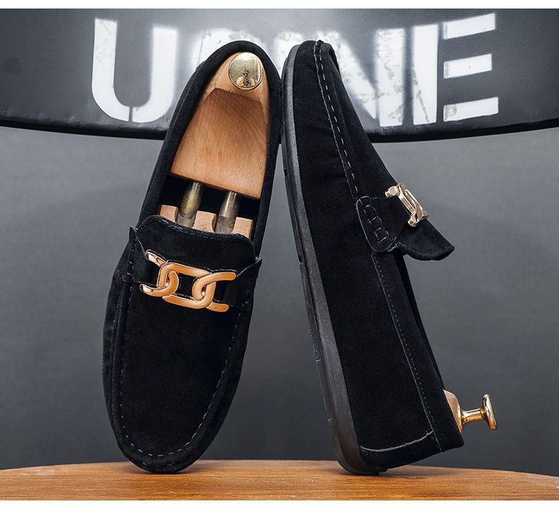 Frosted Suede Lazy One-Leg Small Leather Shoes
