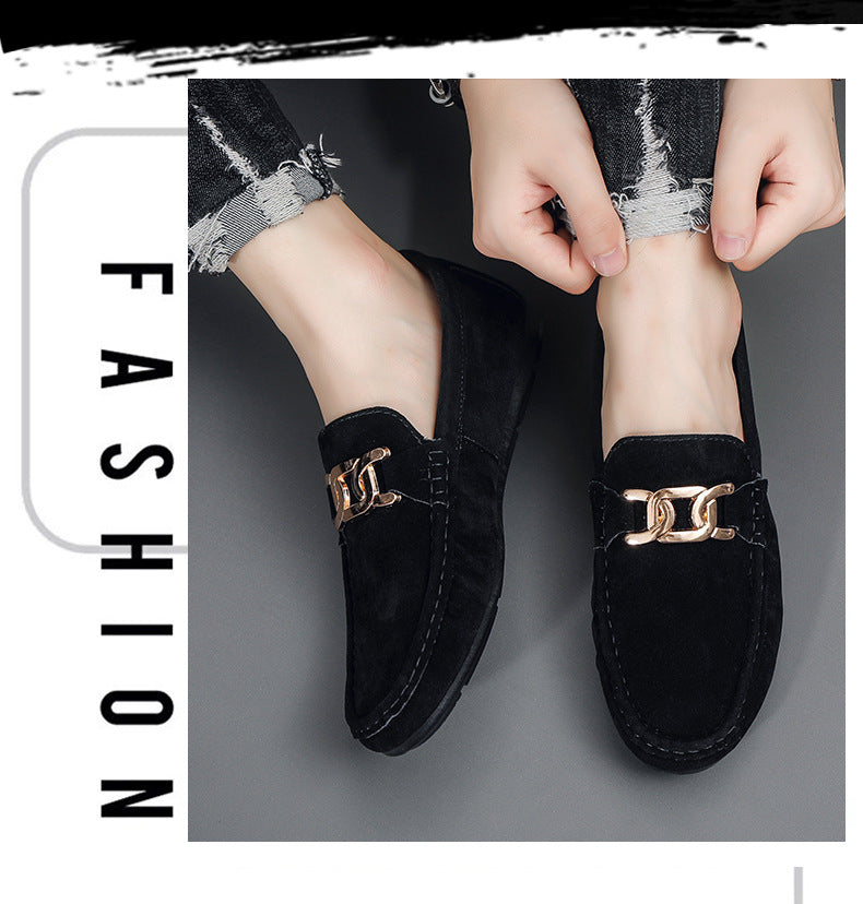 Frosted Suede Lazy One-Leg Small Leather Shoes
