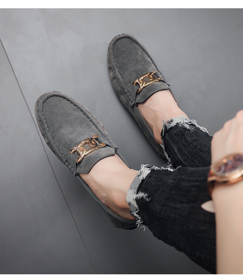 Frosted Suede Lazy One-Leg Small Leather Shoes