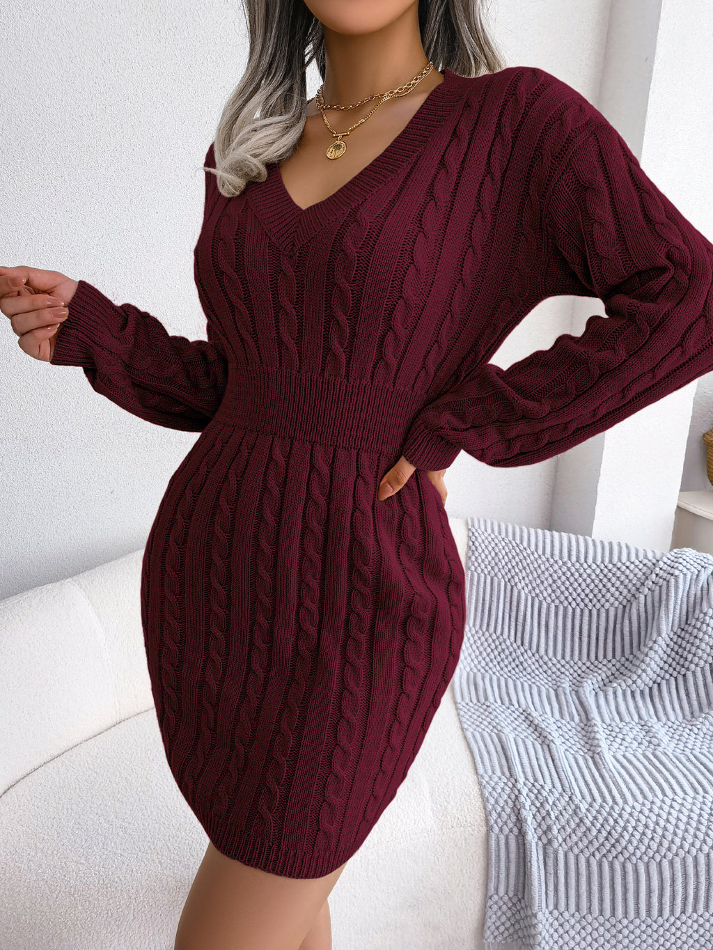 Waist Twist Hip Dress Sweater Skirt