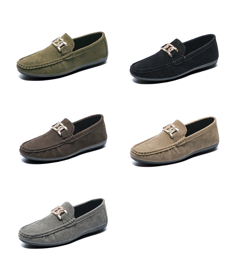 Frosted Suede Lazy One-Leg Small Leather Shoes