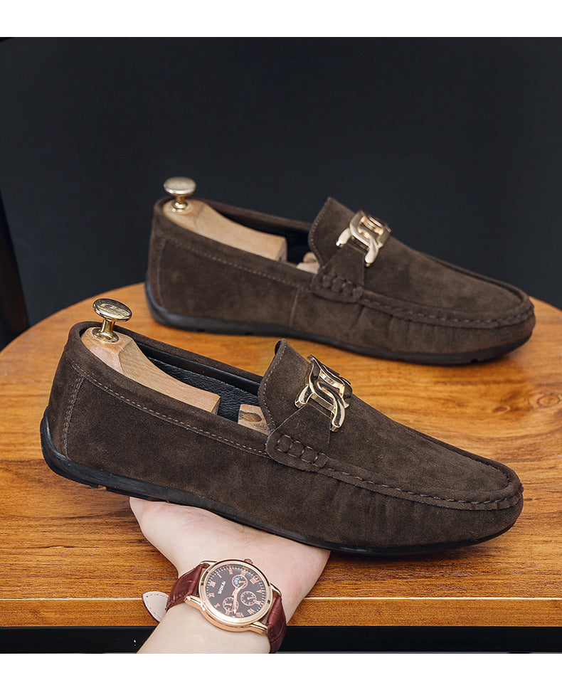 Frosted Suede Lazy One-Leg Small Leather Shoes