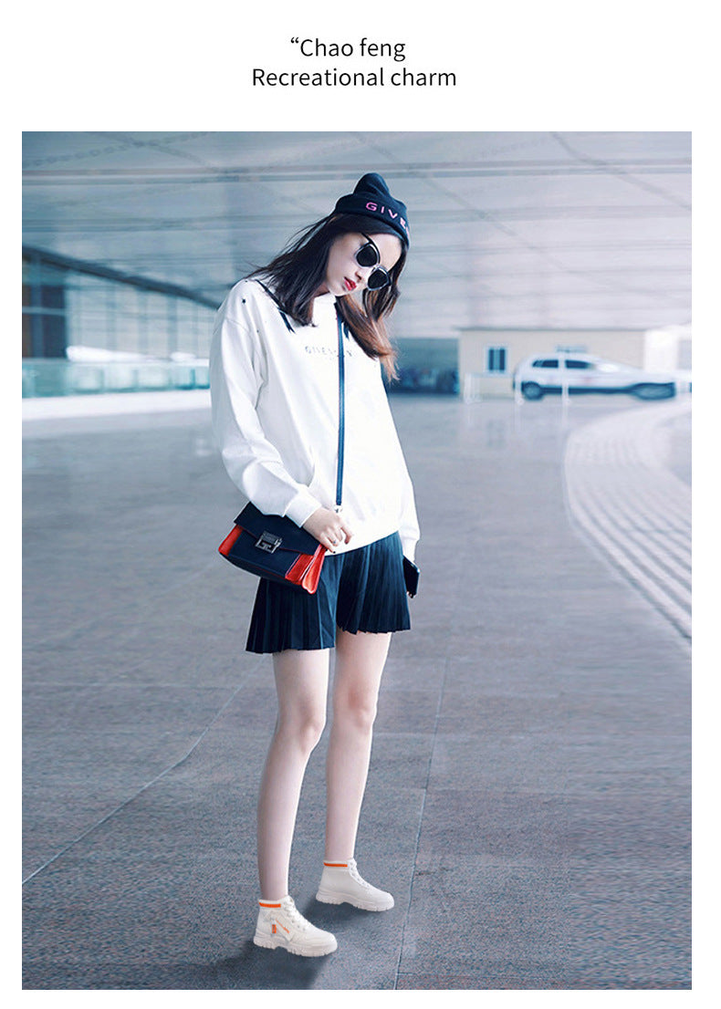 High-Top White Sneakers for Women 2026 Autumn Trendy Shoes Student Korean Style Versatile New Sneakers Sports Shoes Women's Shoes Qr522