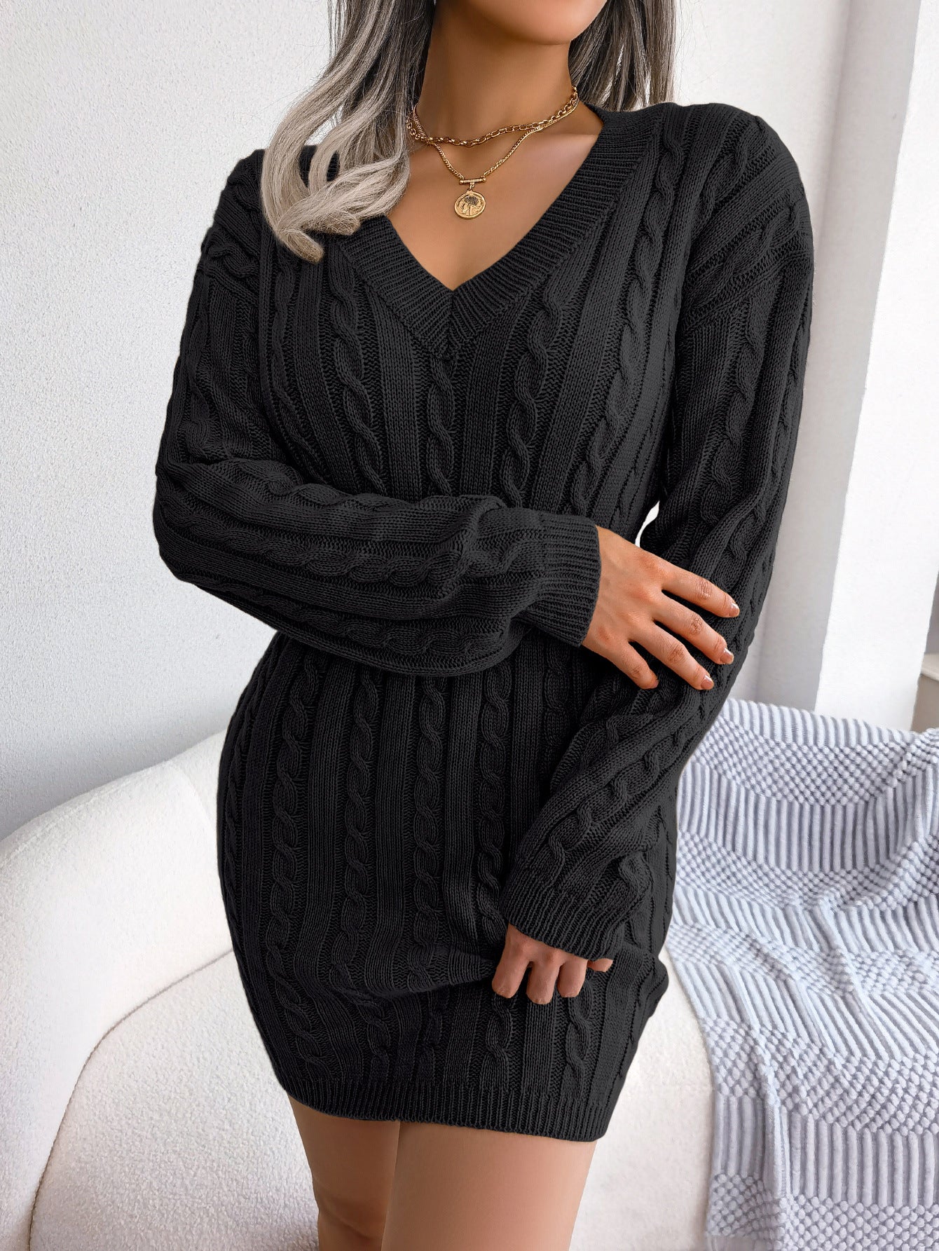 Waist Twist Hip Dress Sweater Skirt