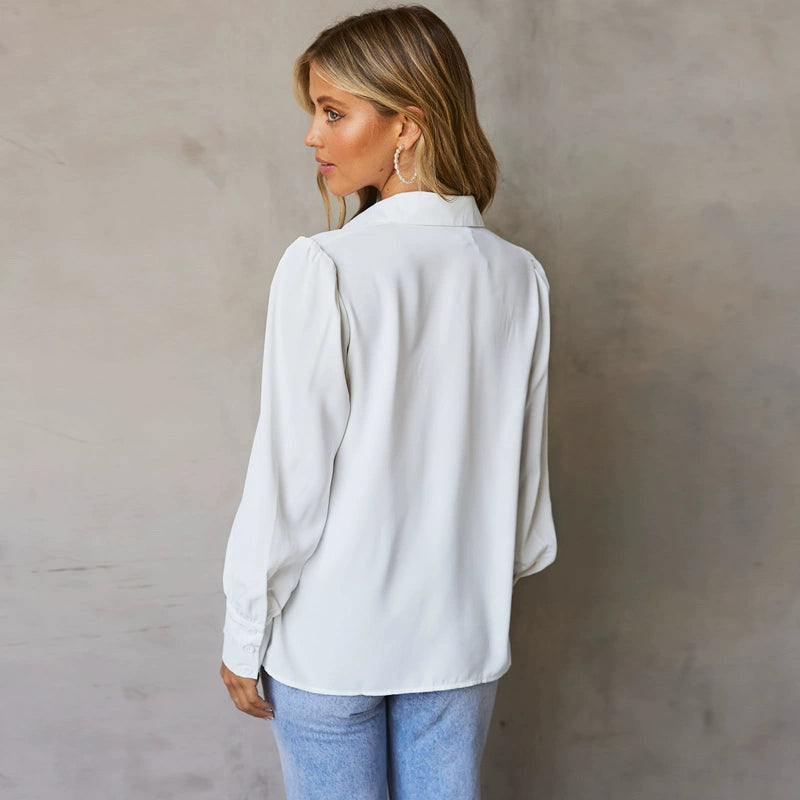 Solid Color Thin Shirt Loose Long-Sleeved Pullover