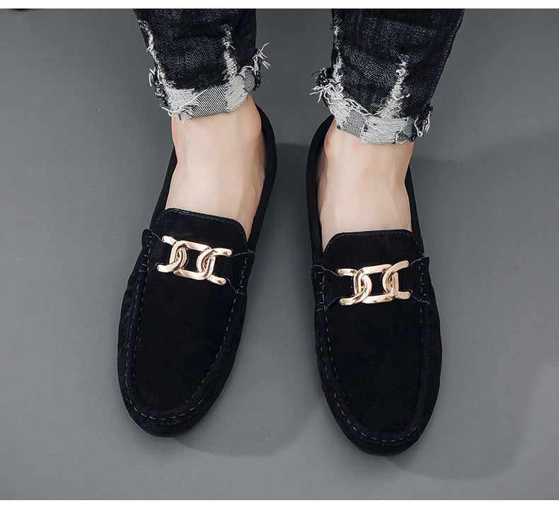 Frosted Suede Lazy One-Leg Small Leather Shoes