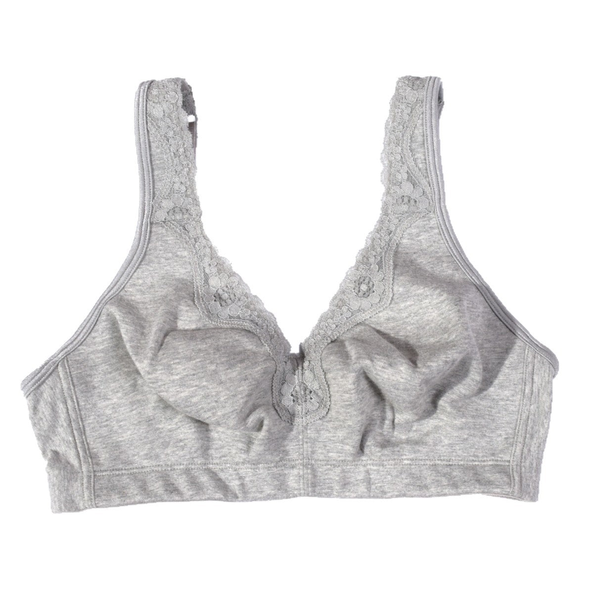 Breathable Full-Cup Lace Trim Plus-Size Bra