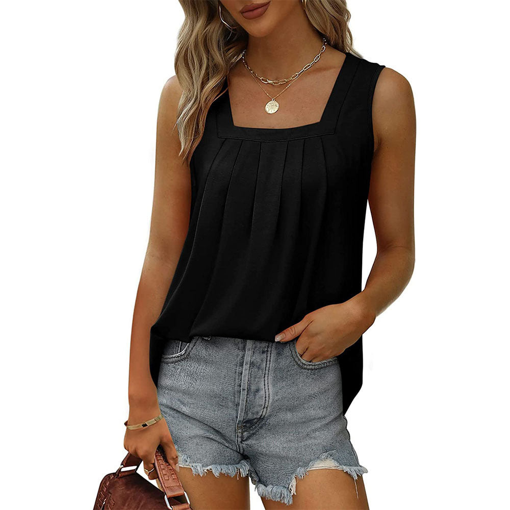 Popular Sleeveless Square Collar Vest T-Shirt