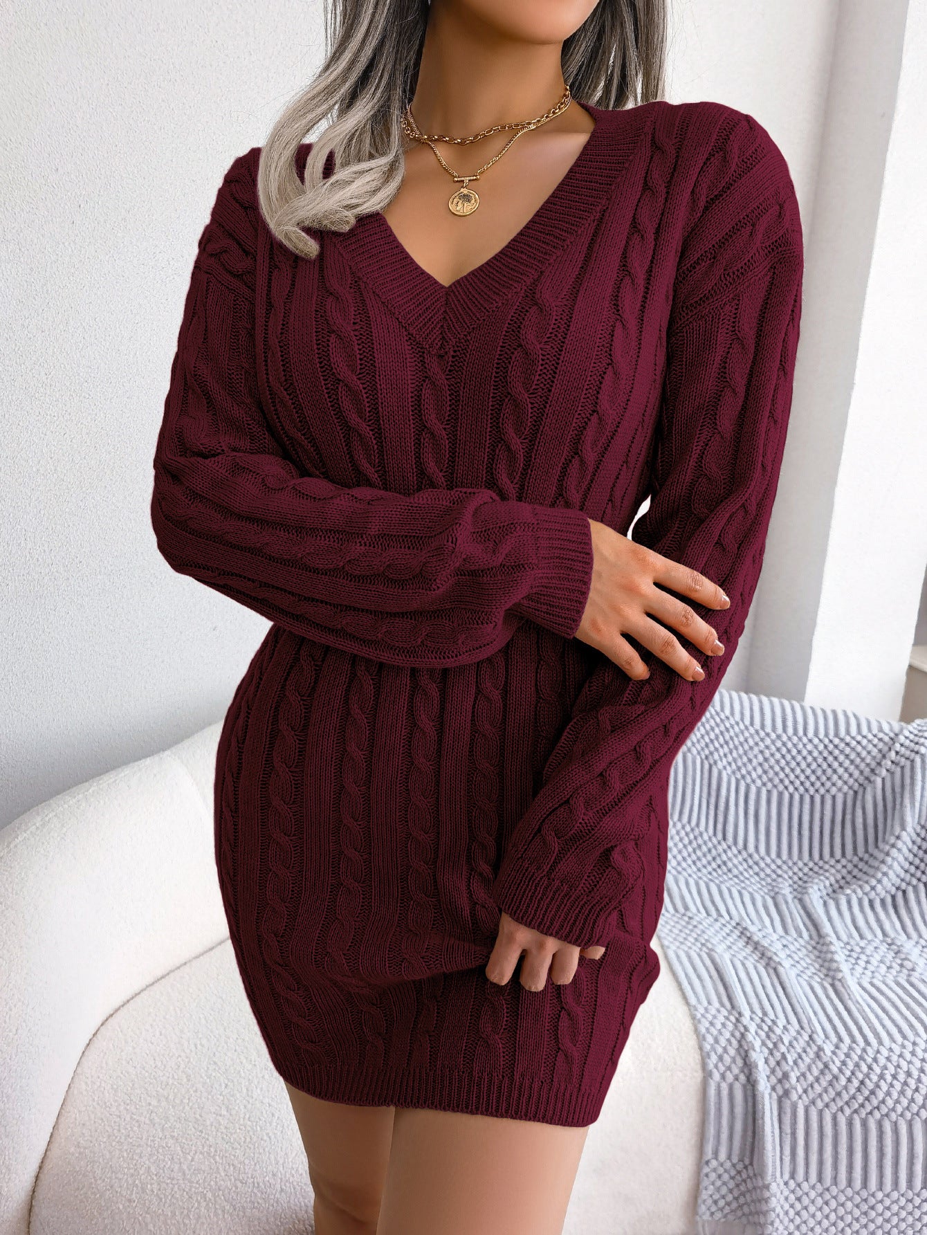 Waist Twist Hip Dress Sweater Skirt