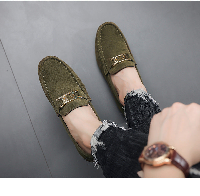 Frosted Suede Lazy One-Leg Small Leather Shoes