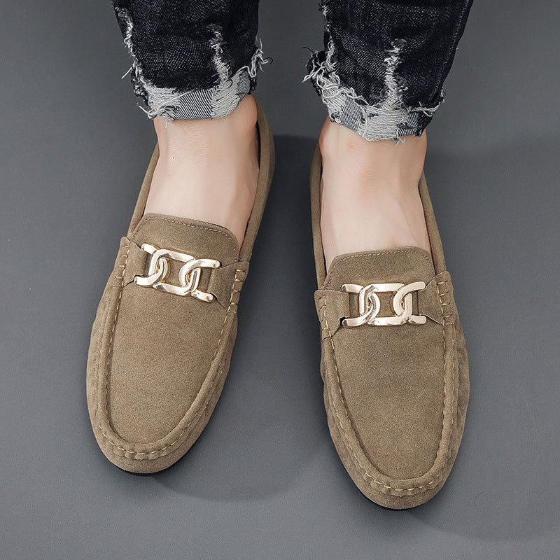 Frosted Suede Lazy One-Leg Small Leather Shoes