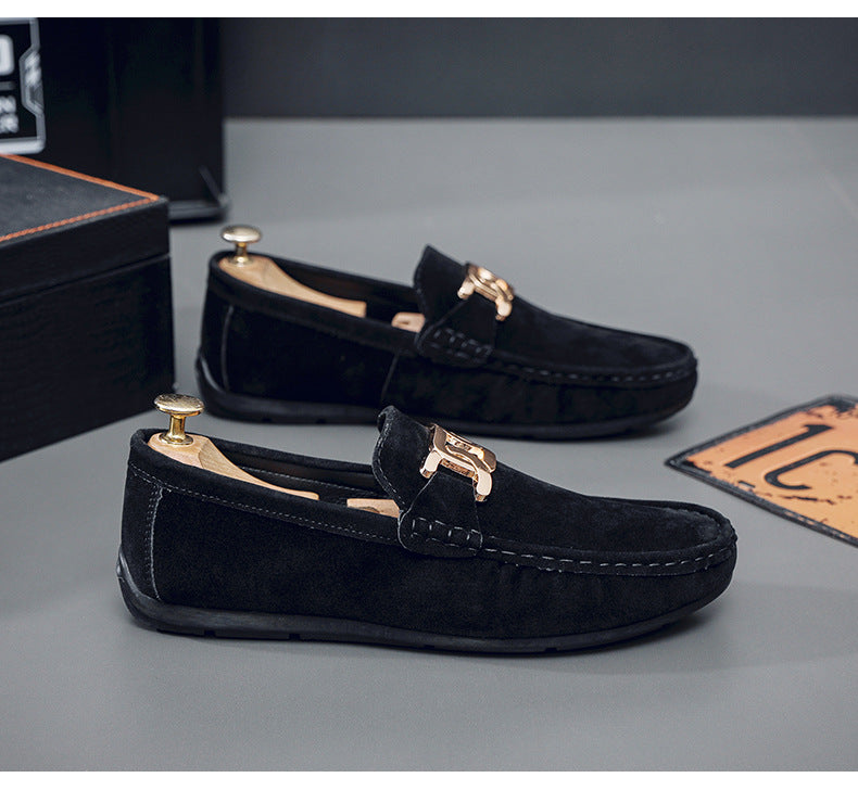 Frosted Suede Lazy One-Leg Small Leather Shoes