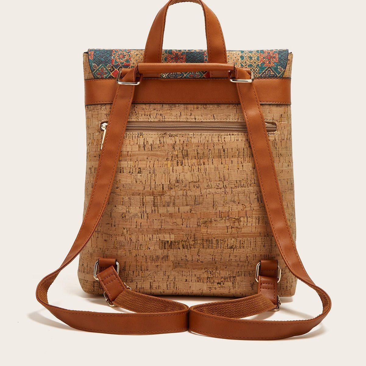 Retro Printed Bark Cork Flip-Top bag