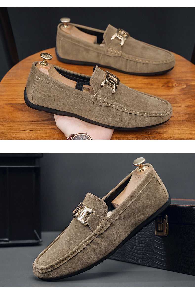 Frosted Suede Lazy One-Leg Small Leather Shoes