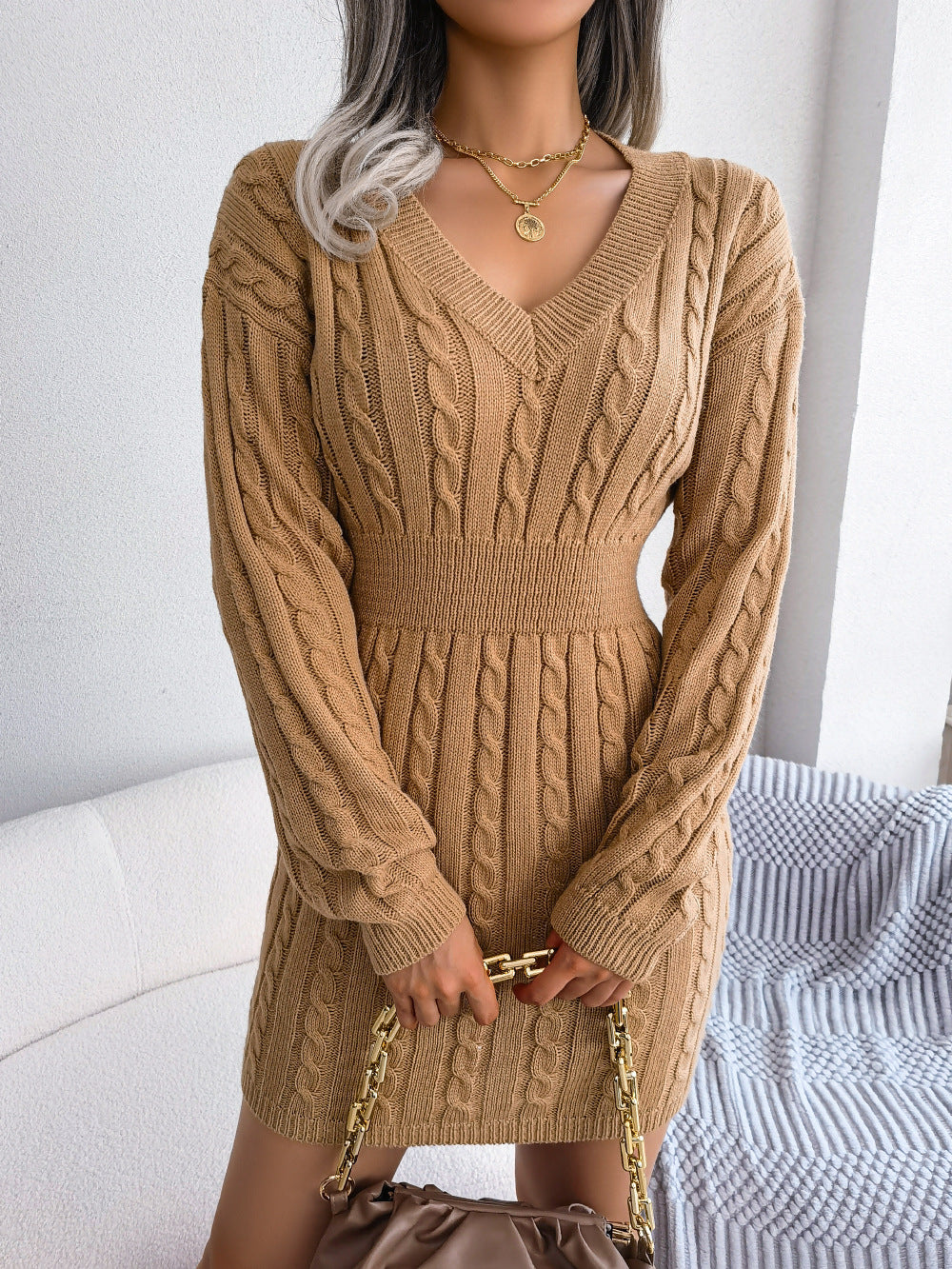 Waist Twist Hip Dress Sweater Skirt