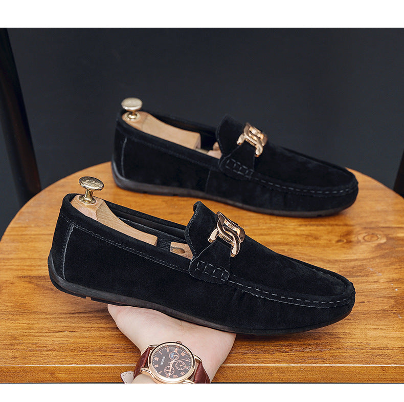 Frosted Suede Lazy One-Leg Small Leather Shoes