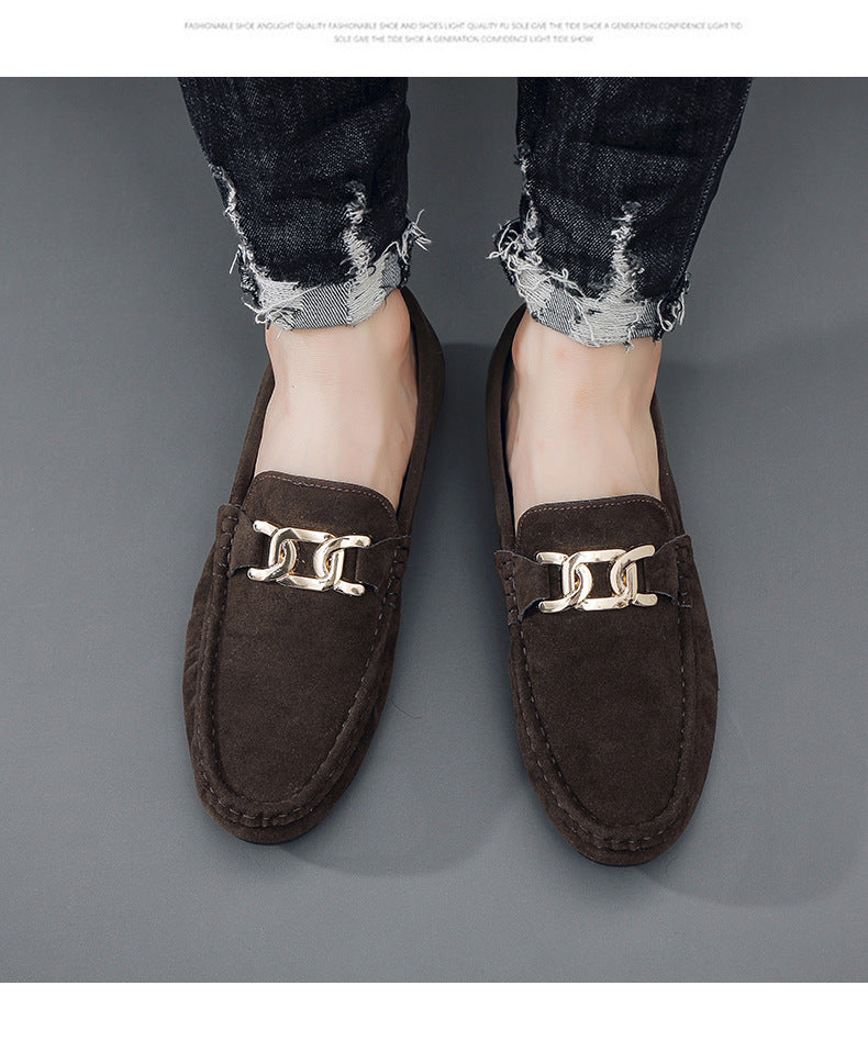 Frosted Suede Lazy One-Leg Small Leather Shoes