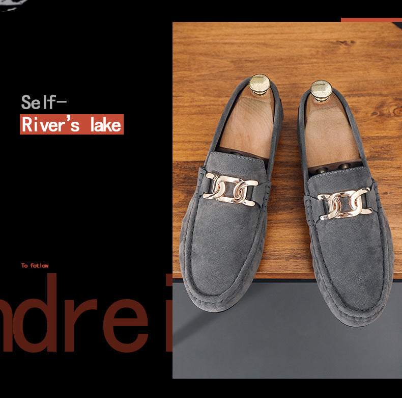 Frosted Suede Lazy One-Leg Small Leather Shoes