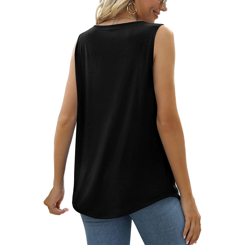 Popular Sleeveless Square Collar Vest T-Shirt