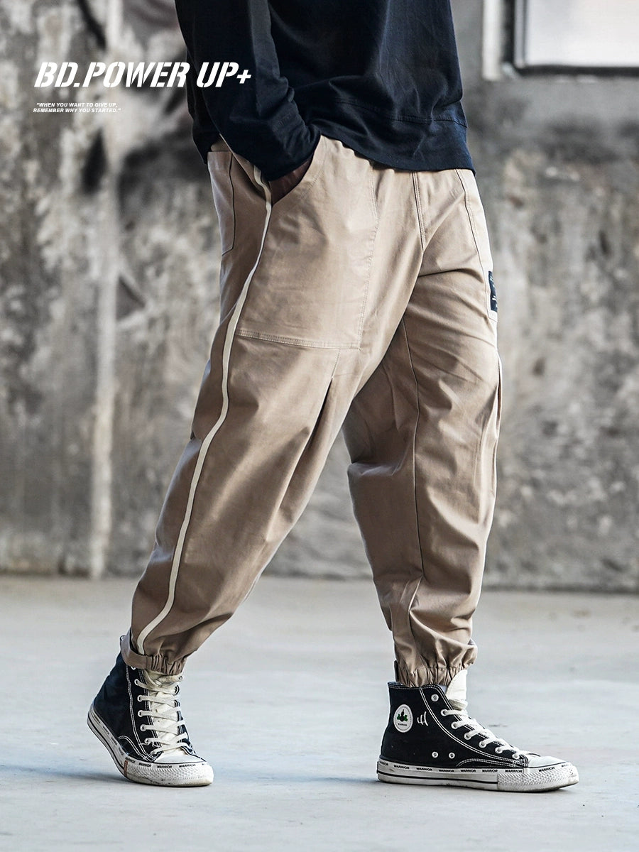 Functional Male Loose Drawstring Trendy Versatile Workwear Pants