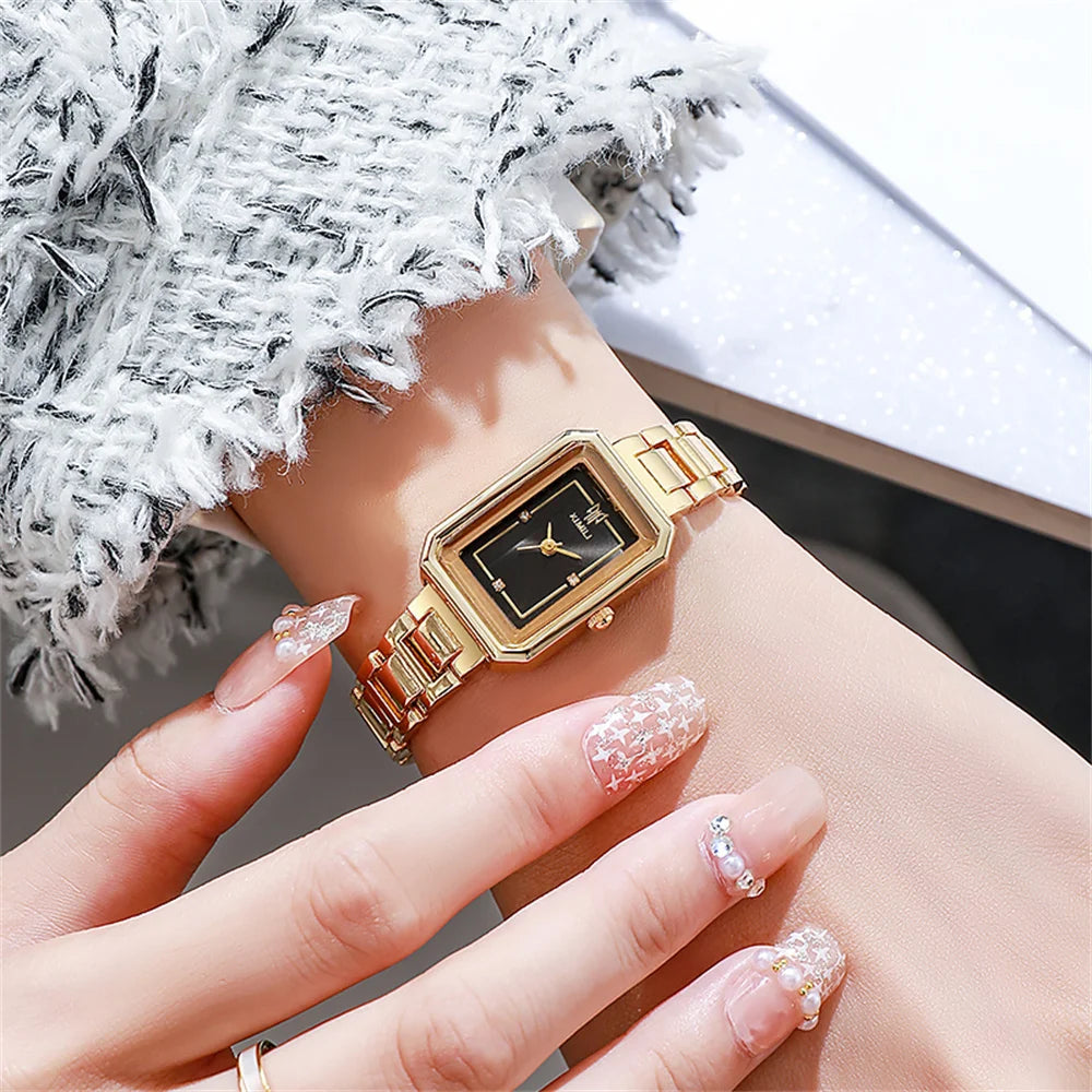 Simple  Rectangle Gold Quartz Watch