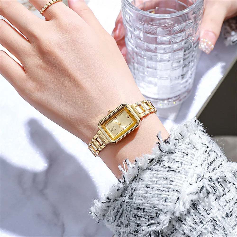 Simple  Rectangle Gold Quartz Watch