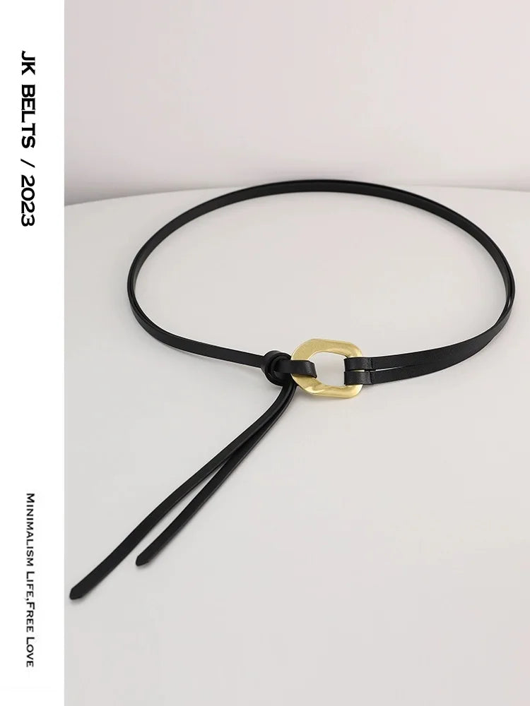 Vintage Double Layer Real Leather Belt Women