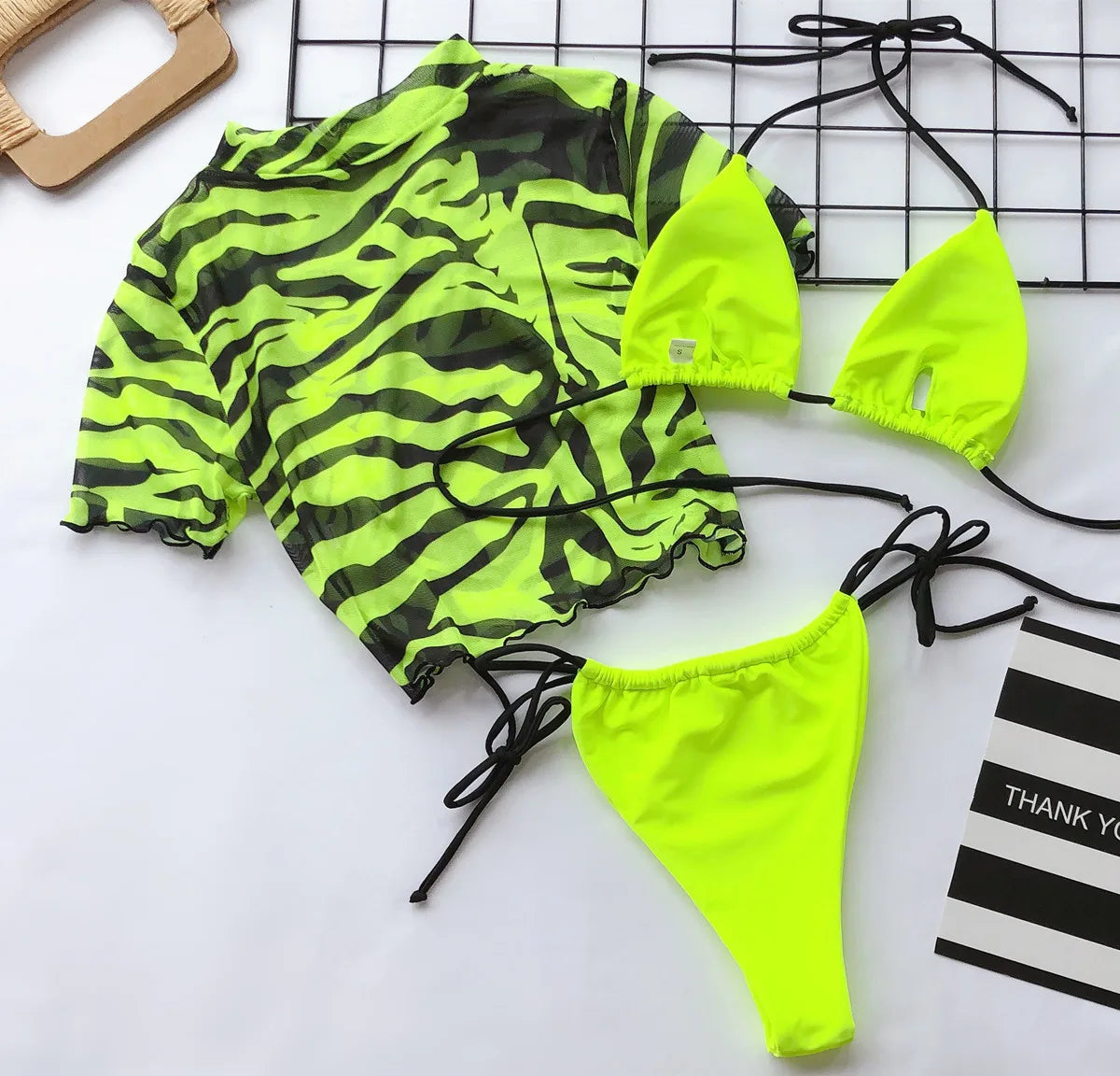 Women's Mesh 3-Piece Swimsuit Set