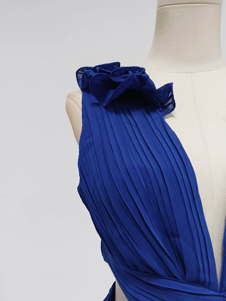 Women's Elegant Ruffle Split Maxi Dress