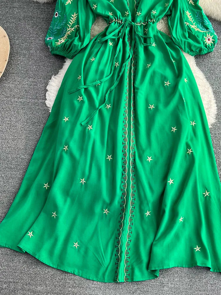 Women's Vintage Ethnic Midi Dress