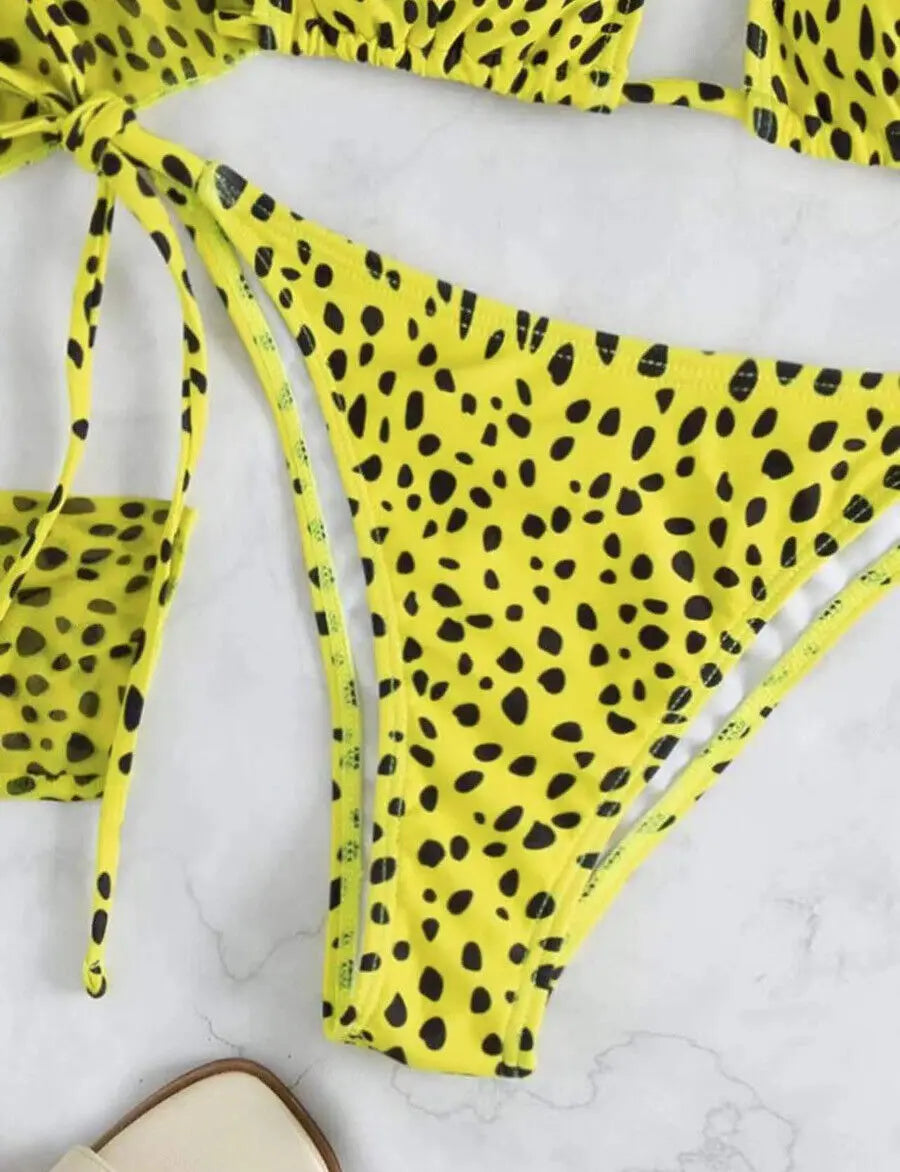 Women's Leopard Halter Triangle Bikini