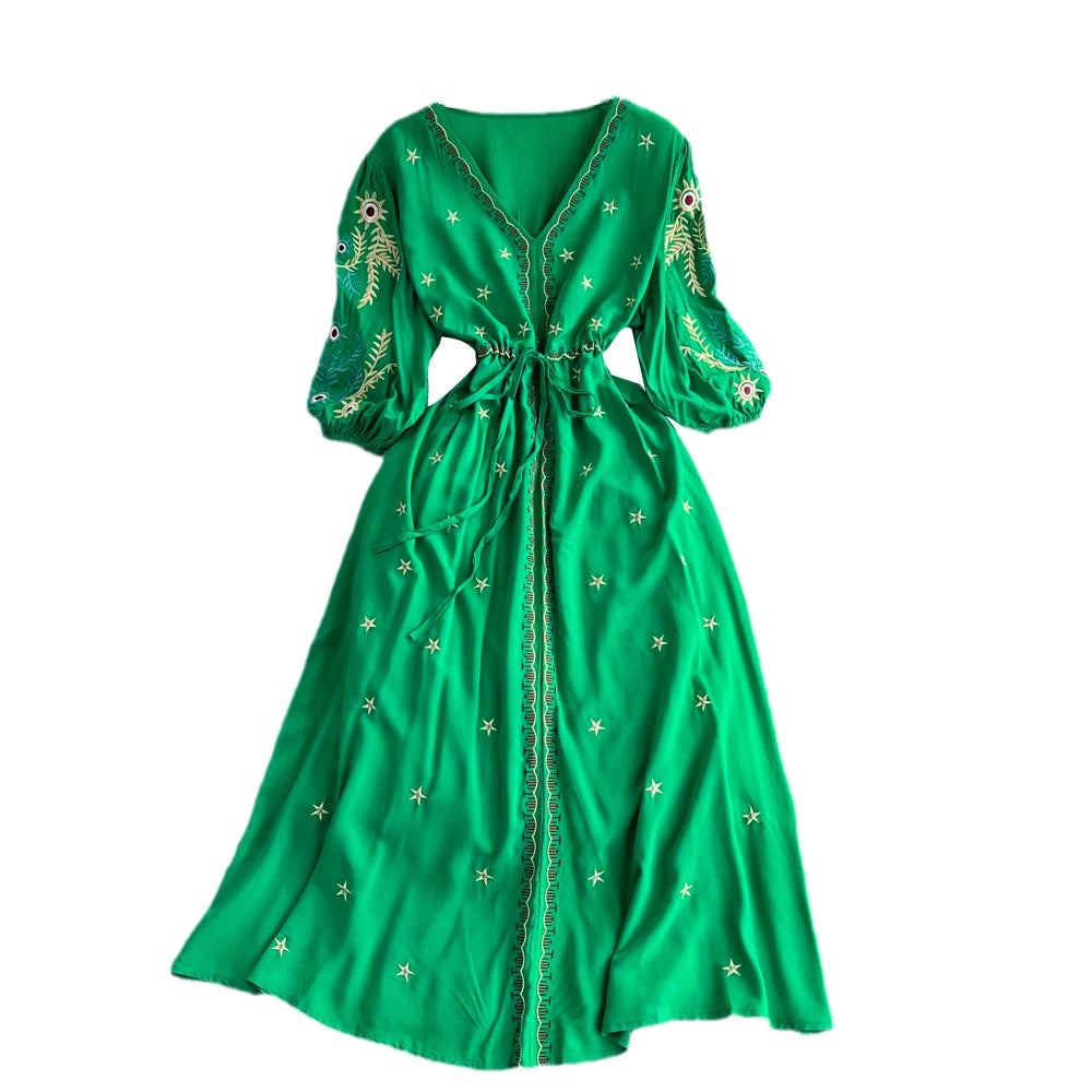 Women's Vintage Ethnic Midi Dress