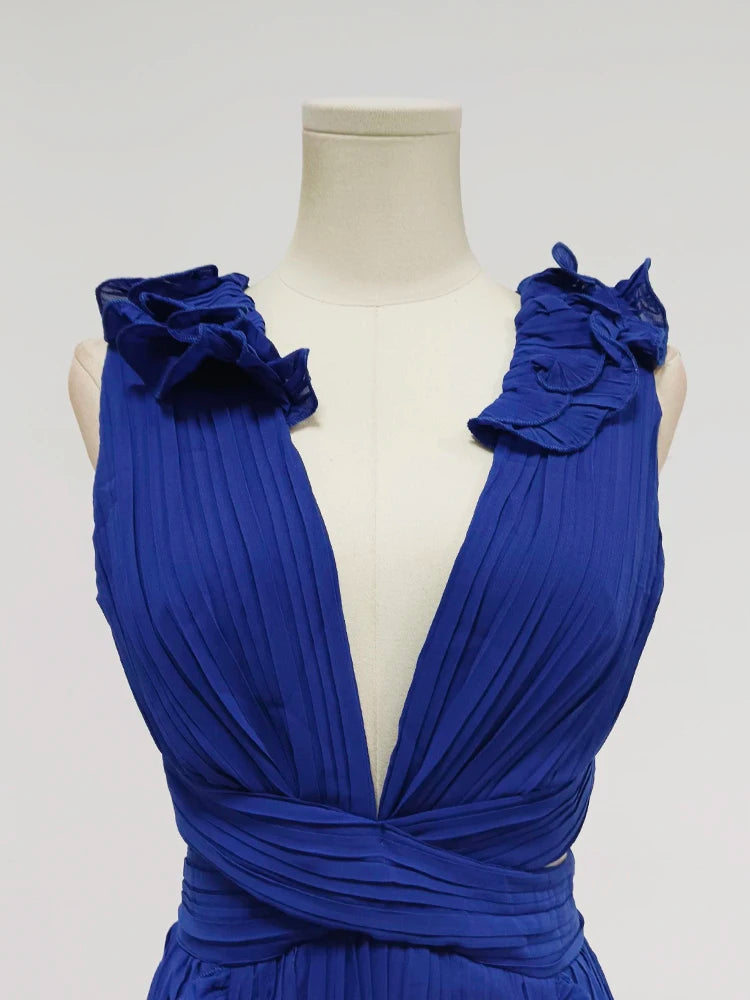 Women's Elegant Ruffle Split Maxi Dress
