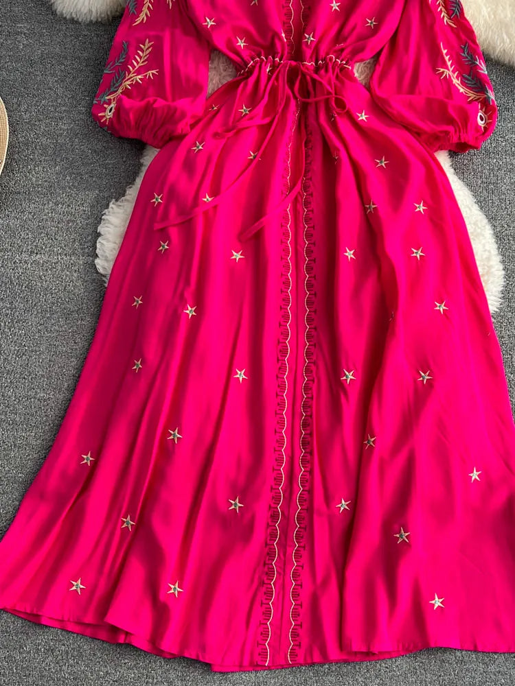 Women's Vintage Ethnic Midi Dress