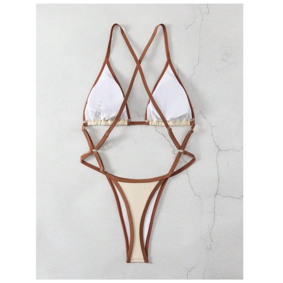 Women's Contrast Trim Halterneck One-Piece