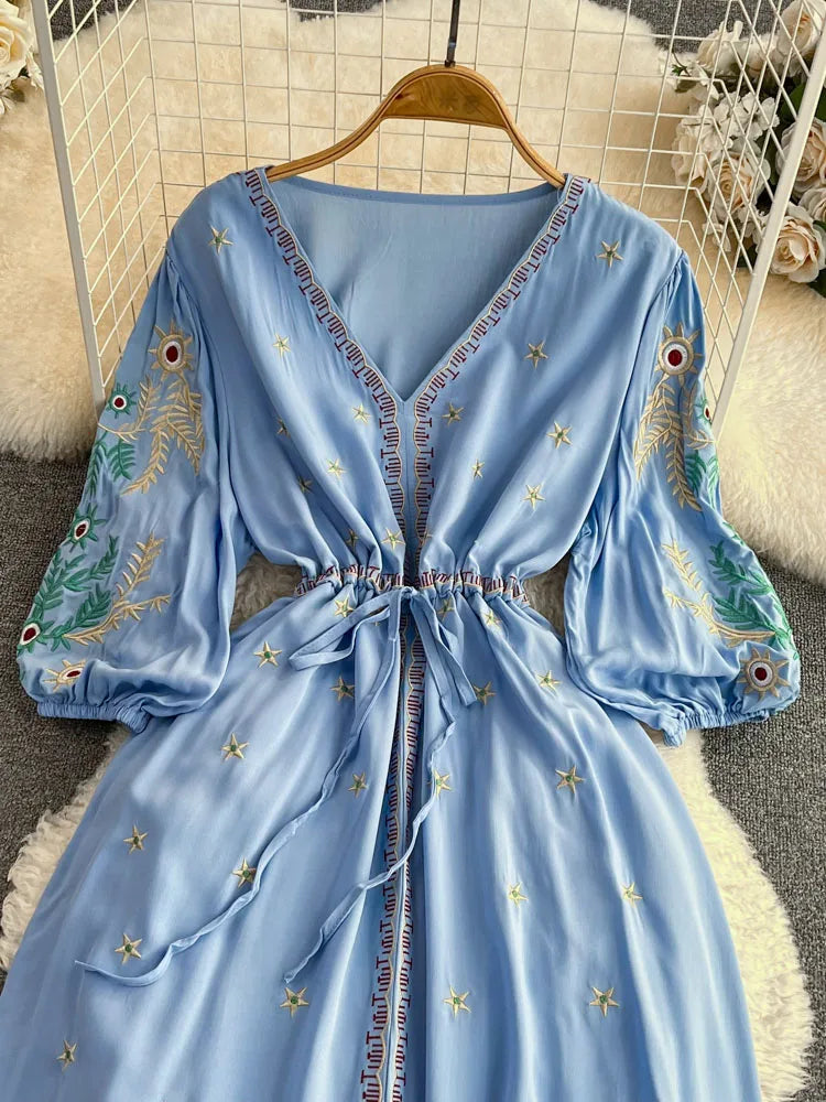 Women's Vintage Ethnic Midi Dress