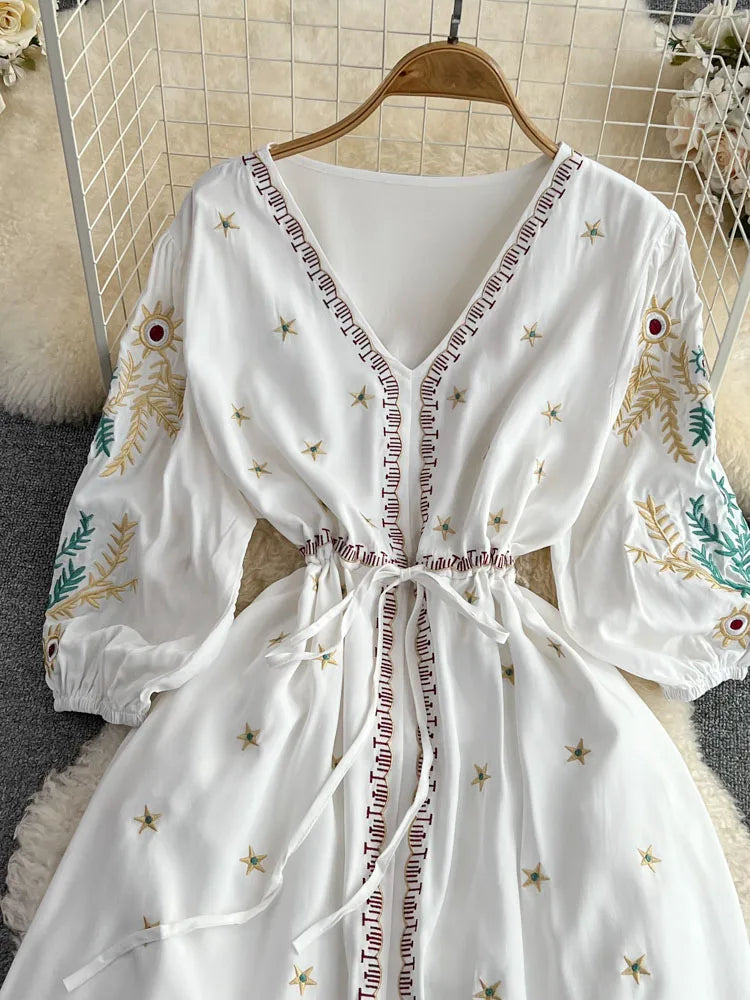 Women's Vintage Ethnic Midi Dress