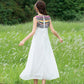 Vintage Embroidery Tassel White Long Dress