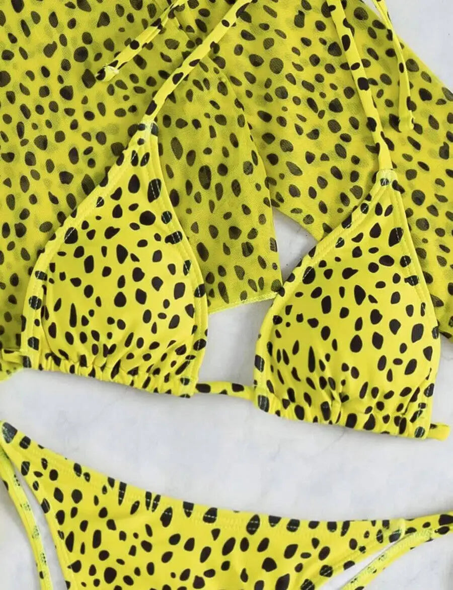 Women's Leopard Halter Triangle Bikini